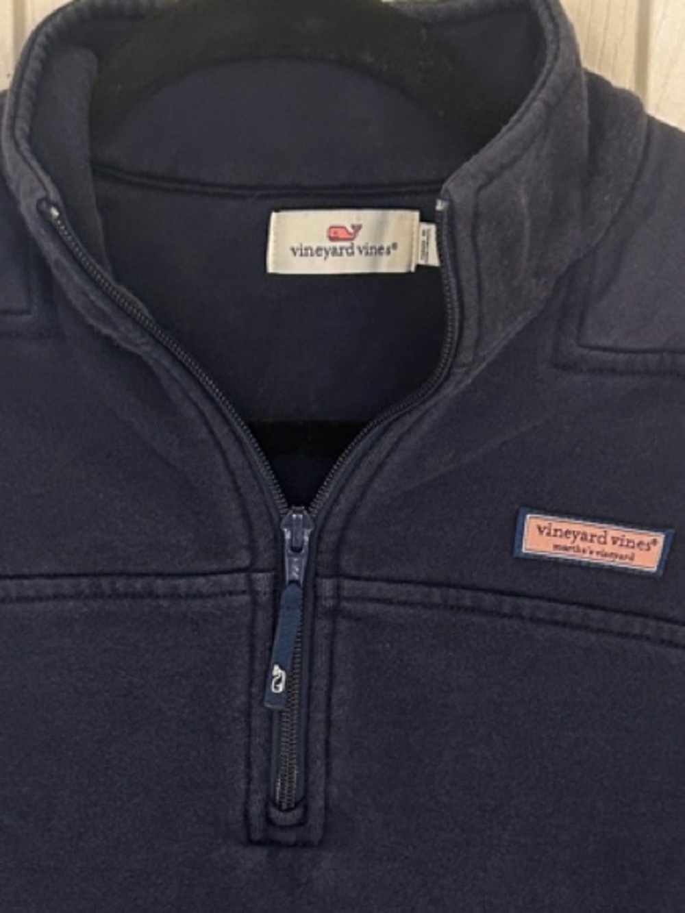 Vineyard Vines Cotton Navy Quarter-Zip Pullover - Picture 7 of 10